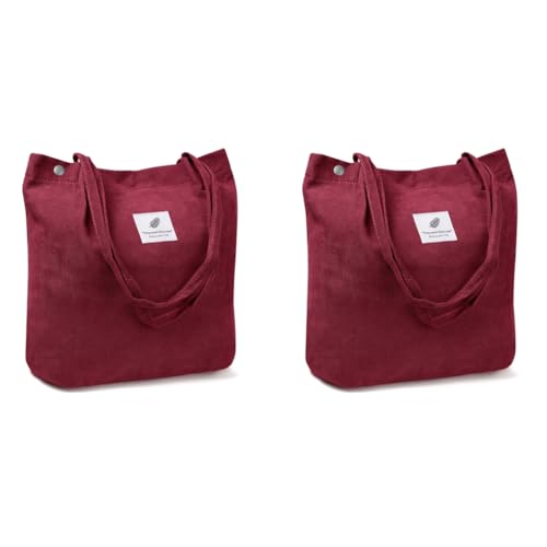 PALAY® Classic Tote Bag Corduroy Fashion Burgundy Large Hand Shoulder For Women Shopping Grocery Commuting 2PCS PALAY® Classic Tote Bag Corduroy Fashion Burgundy Large Hand Shoulder For Women Shopping Grocery Commuting 2PCS